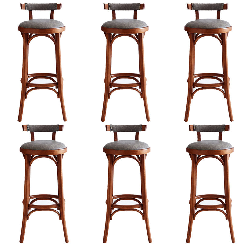 Taburete de mostrador de madera industrial, taburetes de altura de mostrador de cuero sintético para uso doméstico