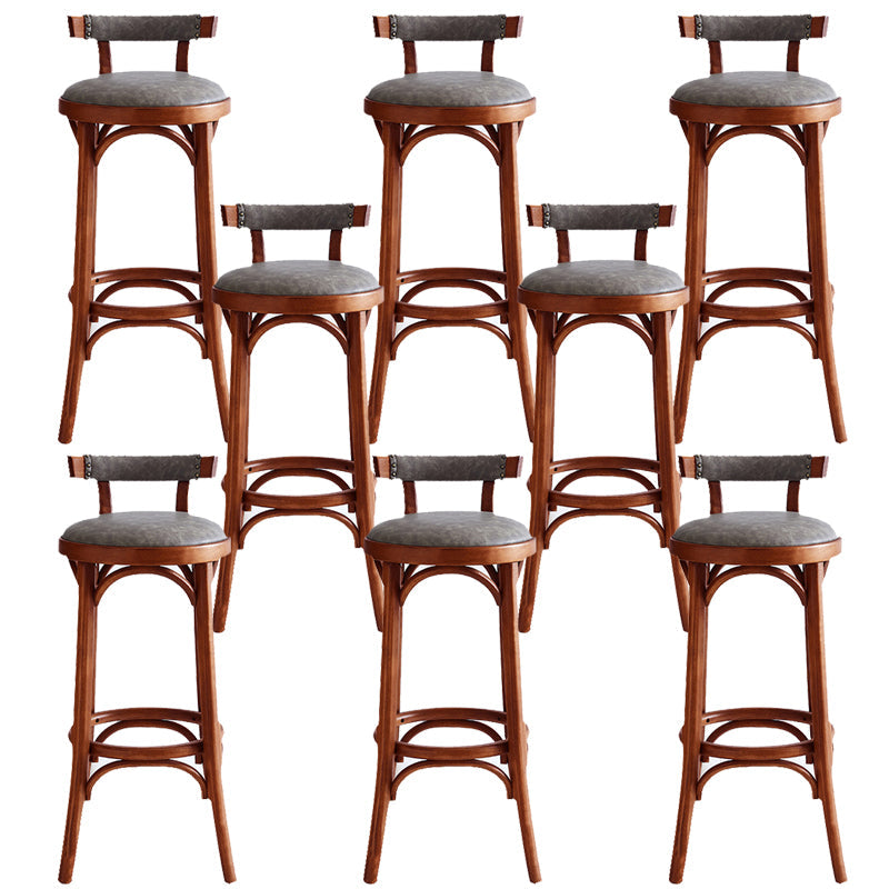 Taburete de mostrador de madera industrial, taburetes de altura de mostrador de cuero sintético para uso doméstico