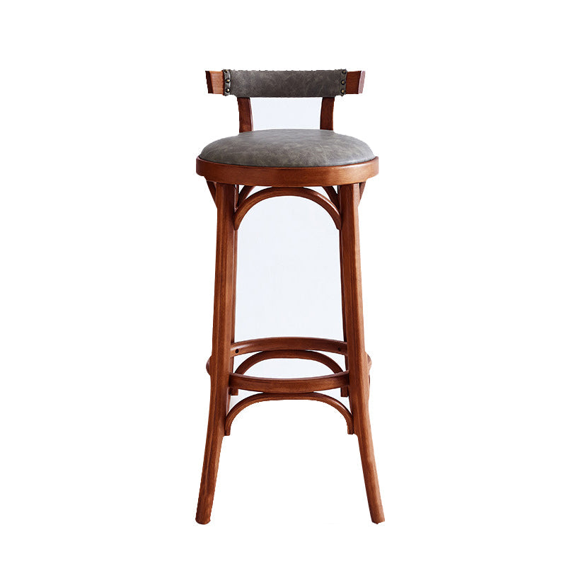 Taburete de mostrador de madera industrial, taburetes de altura de mostrador de cuero sintético para uso doméstico