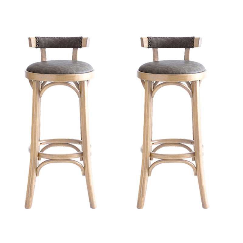 Taburete de mostrador de madera industrial, taburetes de altura de mostrador de cuero sintético para uso doméstico