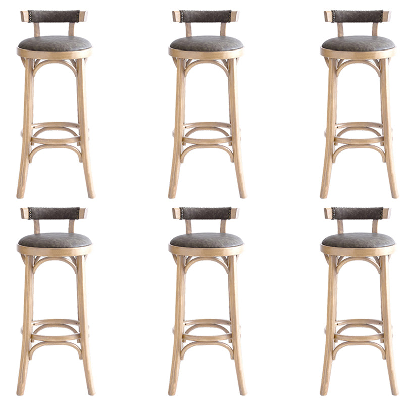 Taburete de mostrador de madera industrial, taburetes de altura de mostrador de cuero sintético para uso doméstico