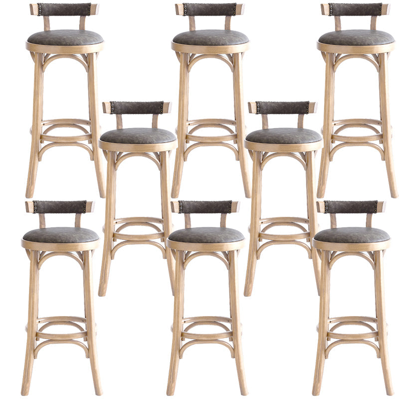 Taburete de mostrador de madera industrial, taburetes de altura de mostrador de cuero sintético para uso doméstico