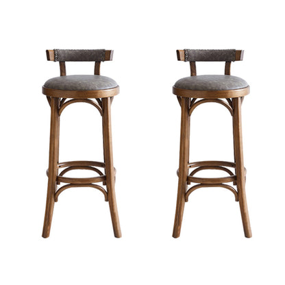 Taburete de mostrador de madera industrial, taburetes de altura de mostrador de cuero sintético para uso doméstico