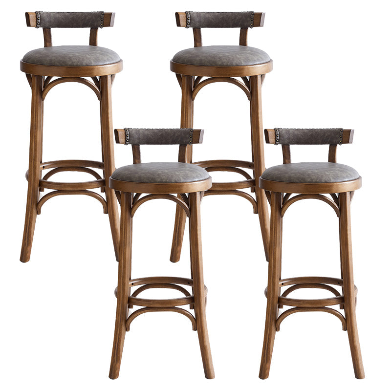 Taburete de mostrador de madera industrial, taburetes de altura de mostrador de cuero sintético para uso doméstico