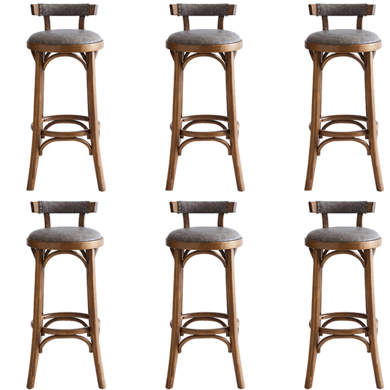 Taburete de mostrador de madera industrial, taburetes de altura de mostrador de cuero sintético para uso doméstico