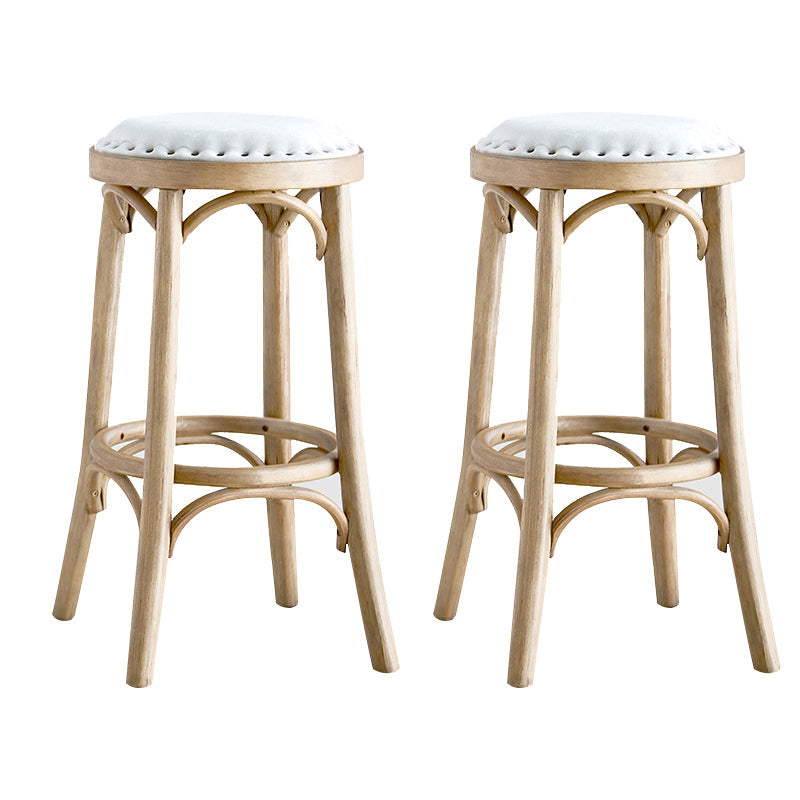 Industrial Style Bar-stool Round Seat Counter Bar Stool with Wooden Legs