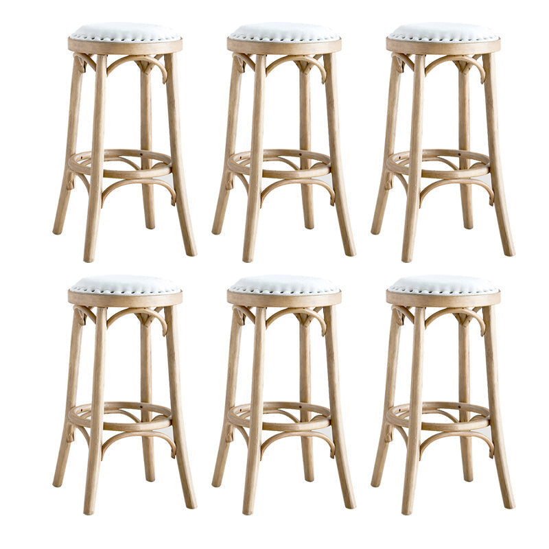 Industrial Style Bar-stool Round Seat Counter Bar Stool with Wooden Legs
