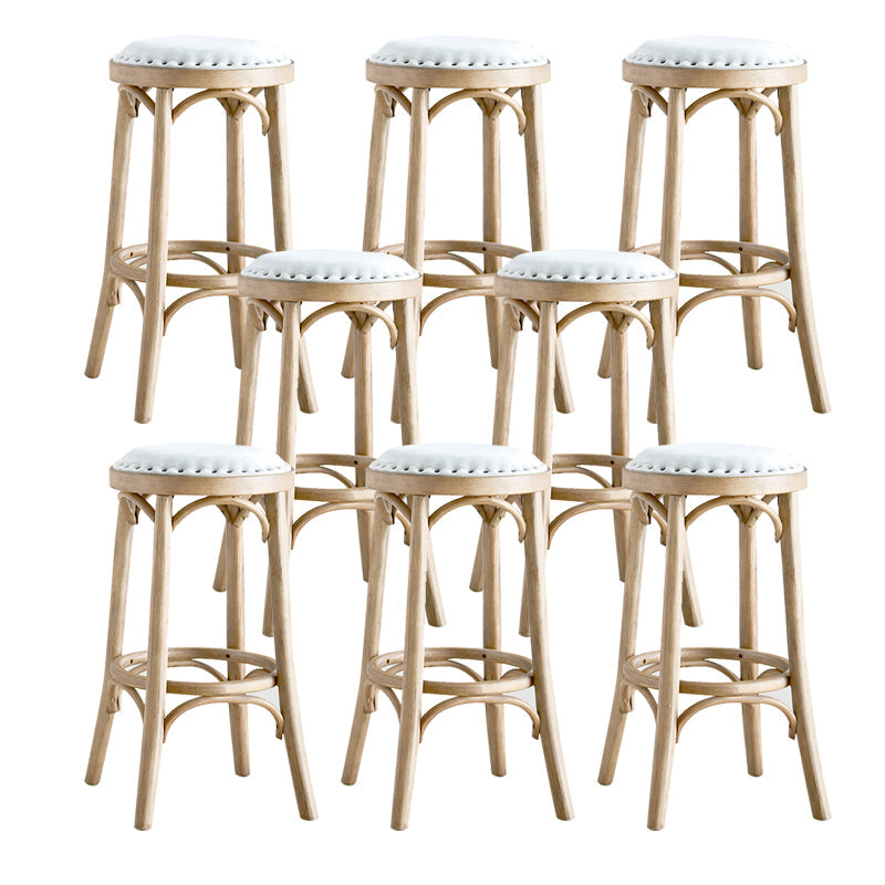 Industrial Style Bar-stool Round Seat Counter Bar Stool with Wooden Legs