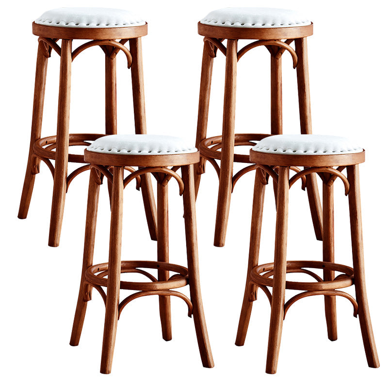 Industrial Style Bar-stool Round Seat Counter Bar Stool with Wooden Legs