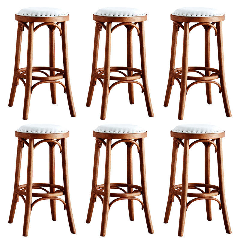 Industrial Style Bar-stool Round Seat Counter Bar Stool with Wooden Legs