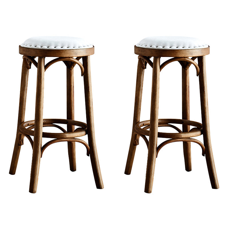 Industrial Style Bar-stool Round Seat Counter Bar Stool with Wooden Legs