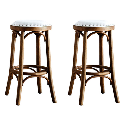Industrial Style Bar-stool Round Seat Counter Bar Stool with Wooden Legs