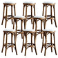 Industrial Style Bar-stool Round Seat Counter Bar Stool with Wooden Legs