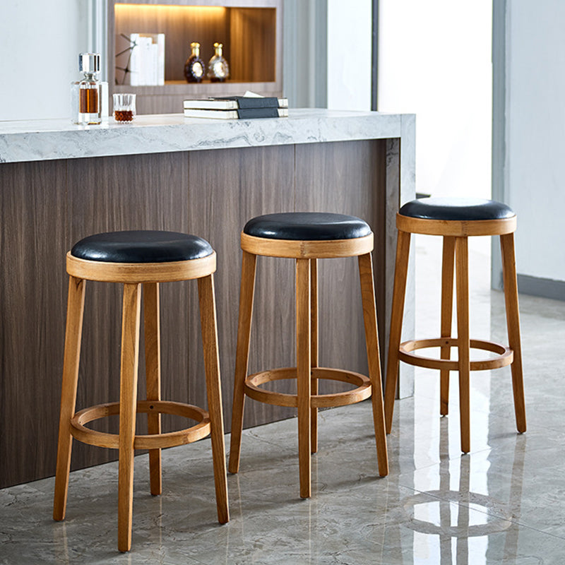 Sgabello da bar per sedile rotondo da bar rotondo industriale con gambe in legno per casa