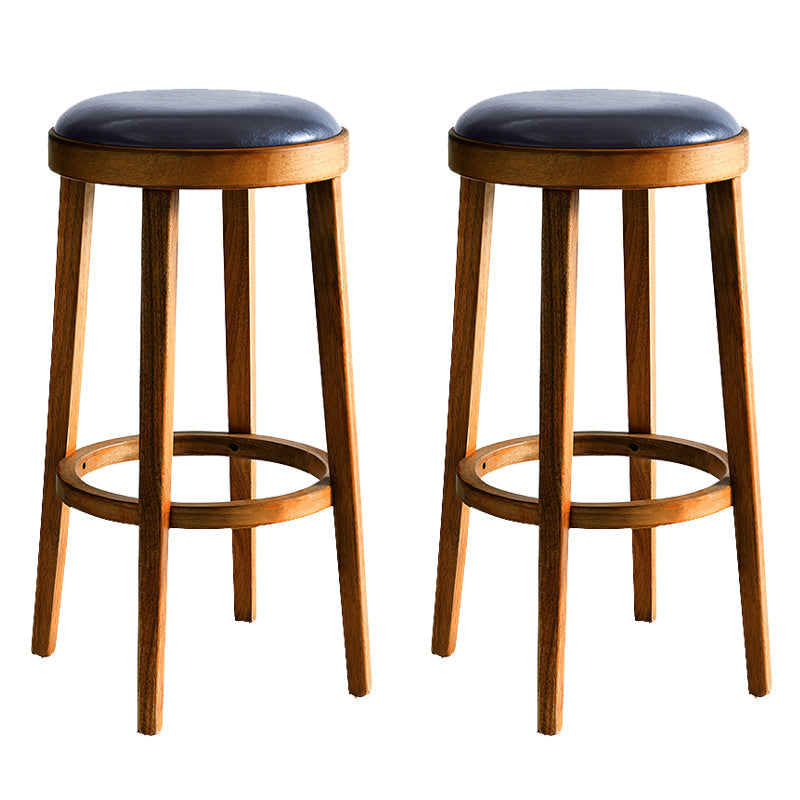 Sgabello da bar per sedile rotondo da bar rotondo industriale con gambe in legno per casa