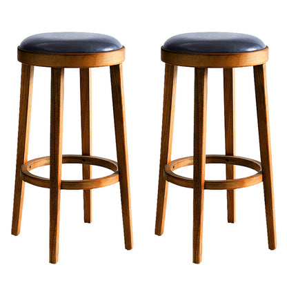 Sgabello da bar per sedile rotondo da bar rotondo industriale con gambe in legno per casa