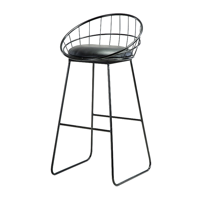 Contemporary Faux Leather Counter Stool Bar Height Bar Stool with Metal Legs