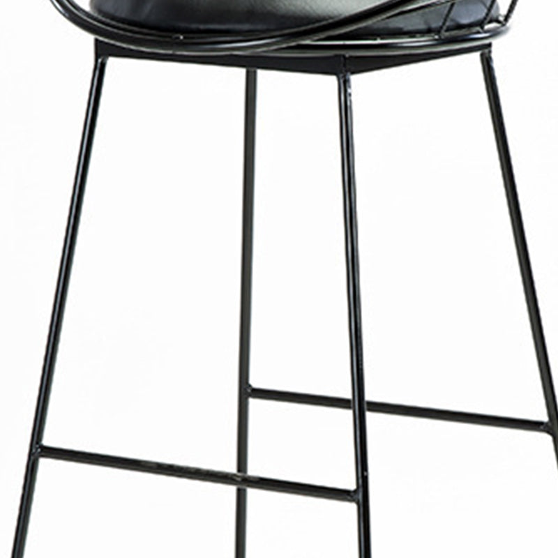 Contemporary Faux Leather Counter Stool Bar Height Bar Stool with Metal Legs