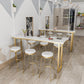 Tabouret de comptoir rond en similicuir moderne, sans dossier, avec repose-pieds