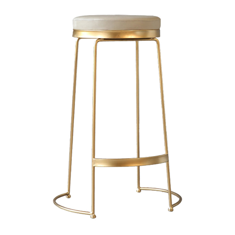 Tabouret de comptoir rond en similicuir moderne, sans dossier, avec repose-pieds
