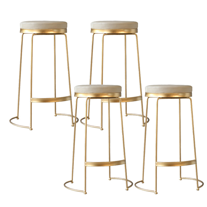 Tabouret de comptoir rond en similicuir moderne, sans dossier, avec repose-pieds