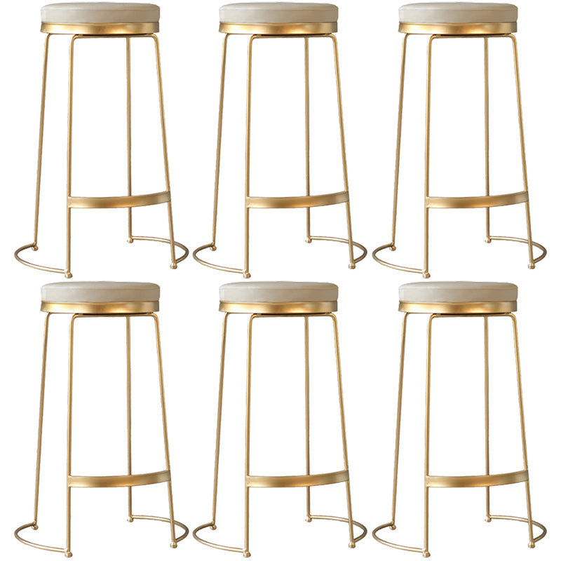 Tabouret de comptoir rond en similicuir moderne, sans dossier, avec repose-pieds