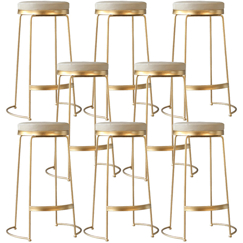 Tabouret de comptoir rond en similicuir moderne, sans dossier, avec repose-pieds