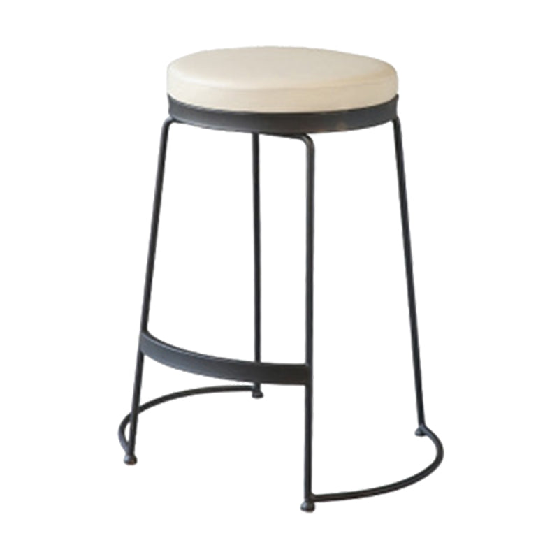 Tabouret de comptoir rond en similicuir moderne, sans dossier, avec repose-pieds
