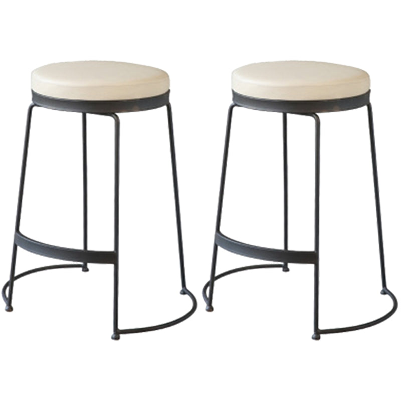 Tabouret de comptoir rond en similicuir moderne, sans dossier, avec repose-pieds