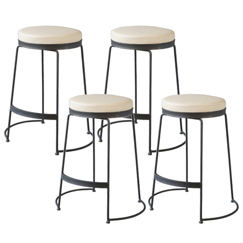 Tabouret de comptoir rond en similicuir moderne, sans dossier, avec repose-pieds