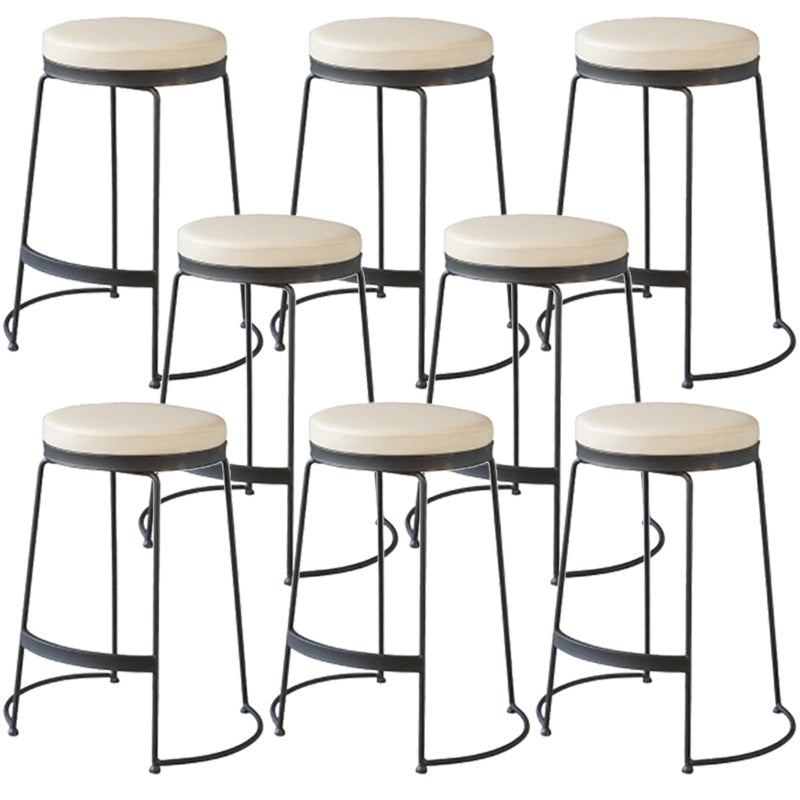 Tabouret de comptoir rond en similicuir moderne, sans dossier, avec repose-pieds