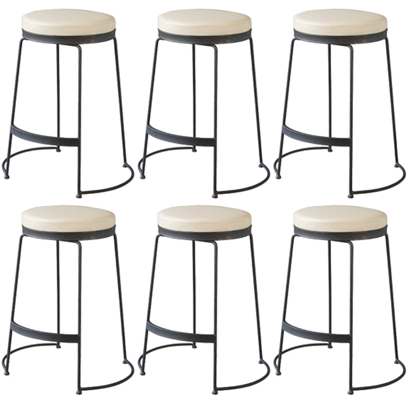 Tabouret de comptoir rond en similicuir moderne, sans dossier, avec repose-pieds