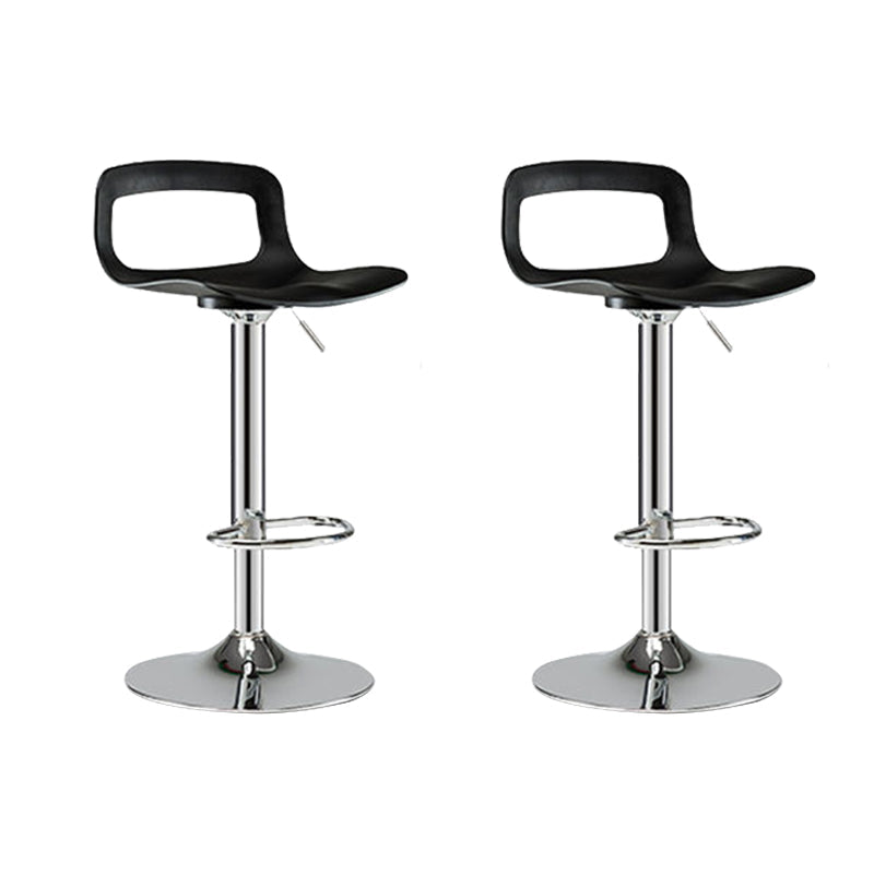 Contemporary Metal Bar Stool Backrest Adjustable Counter Stool Silver Black 2 Piece Set Clearhalo 'Bar Furniture' 'Bar Stools' 'bar_stools' 'furn' 'furn_bar_stools' 'Furniture' 'Kitchen & Dining Furniture' 6276321