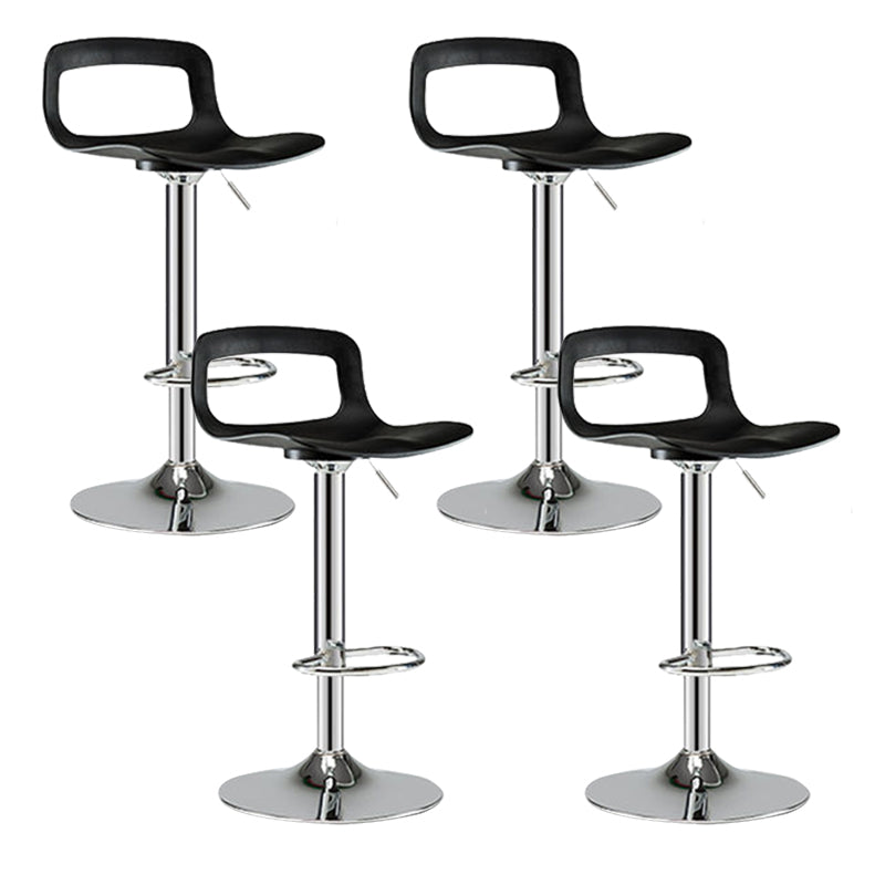 Contemporary Metal Bar Stool Backrest Adjustable Counter Stool Silver Black 4 Piece Set Clearhalo 'Bar Furniture' 'Bar Stools' 'bar_stools' 'furn' 'furn_bar_stools' 'Furniture' 'Kitchen & Dining Furniture' 6276322