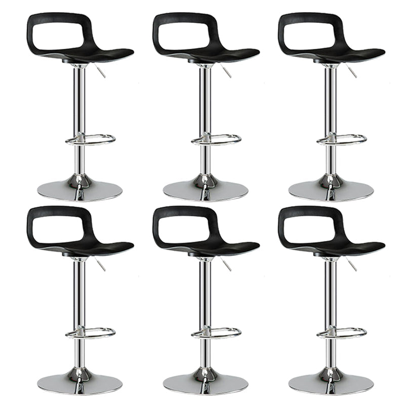 Contemporary Metal Bar Stool Backrest Adjustable Counter Stool Silver Black 6 Piece Set Clearhalo 'Bar Furniture' 'Bar Stools' 'bar_stools' 'furn' 'furn_bar_stools' 'Furniture' 'Kitchen & Dining Furniture' 6276323