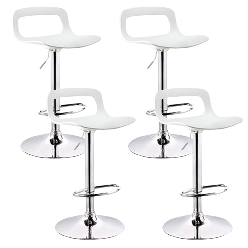 Contemporary Metal Bar Stool Backrest Adjustable Counter Stool Silver White 4 Piece Set Clearhalo 'Bar Furniture' 'Bar Stools' 'bar_stools' 'furn' 'furn_bar_stools' 'Furniture' 'Kitchen & Dining Furniture' 6276327