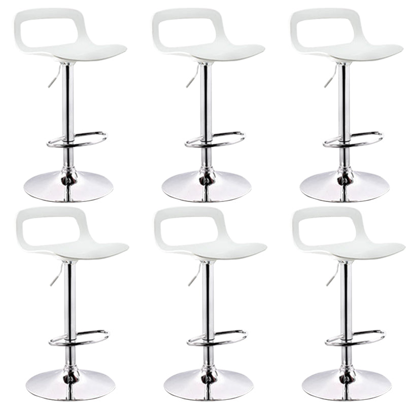 Contemporary Metal Bar Stool Backrest Adjustable Counter Stool Silver White 6 Piece Set Clearhalo 'Bar Furniture' 'Bar Stools' 'bar_stools' 'furn' 'furn_bar_stools' 'Furniture' 'Kitchen & Dining Furniture' 6276328