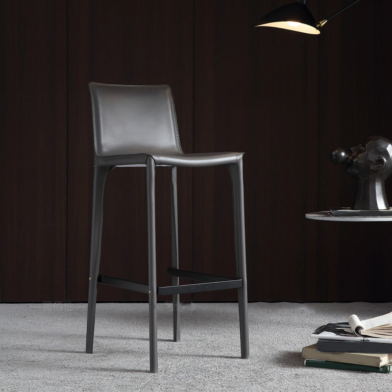 Contemporary Metal Base Bar Stool Armless Low Back Counter Stool Dark Gray 1 Piece Clearhalo 'Bar Furniture' 'Bar Stools' 'bar_stools' 'furn' 'furn_bar_stools' 'Furniture' 'Kitchen & Dining Furniture' 6276367