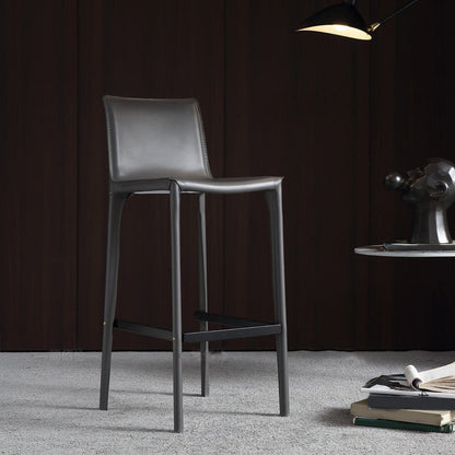 Contemporary Metal Base Bar Stool Armless Low Back Counter Stool Dark Gray 1 Piece Clearhalo 'Bar Furniture' 'Bar Stools' 'bar_stools' 'furn' 'furn_bar_stools' 'Furniture' 'Kitchen & Dining Furniture' 6276367
