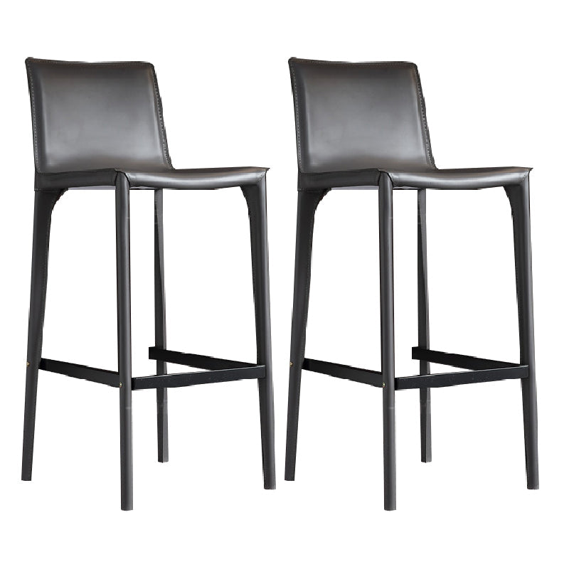 Contemporary Metal Base Bar Stool Armless Low Back Counter Stool Dark Gray 2 Piece Set Clearhalo 'Bar Furniture' 'Bar Stools' 'bar_stools' 'furn' 'furn_bar_stools' 'Furniture' 'Kitchen & Dining Furniture' 6276369