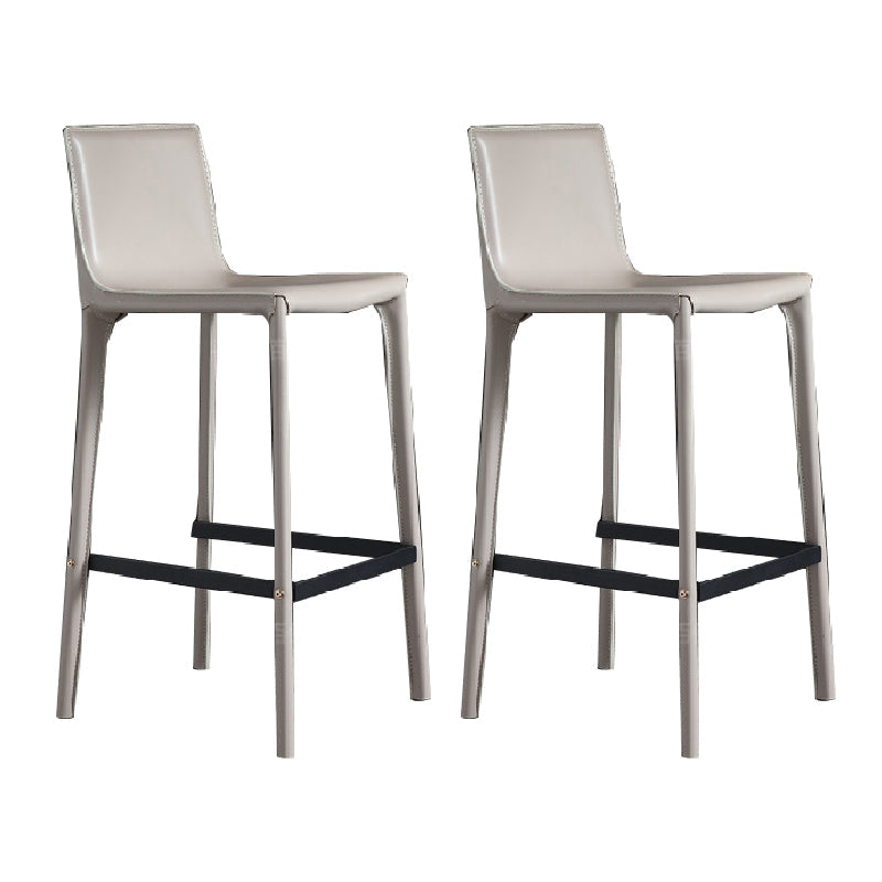 Contemporary Metal Base Bar Stool Armless Low Back Counter Stool Khaki 2 Piece Set Clearhalo 'Bar Furniture' 'Bar Stools' 'bar_stools' 'furn' 'furn_bar_stools' 'Furniture' 'Kitchen & Dining Furniture' 6276370