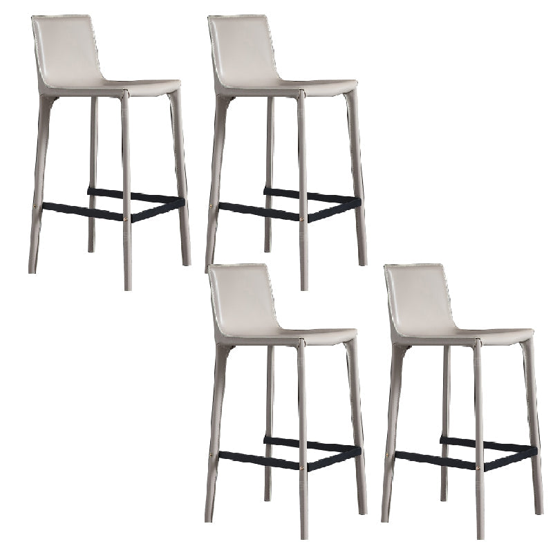 Contemporary Metal Base Bar Stool Armless Low Back Counter Stool Khaki 4 Piece Set Clearhalo 'Bar Furniture' 'Bar Stools' 'bar_stools' 'furn' 'furn_bar_stools' 'Furniture' 'Kitchen & Dining Furniture' 6276374