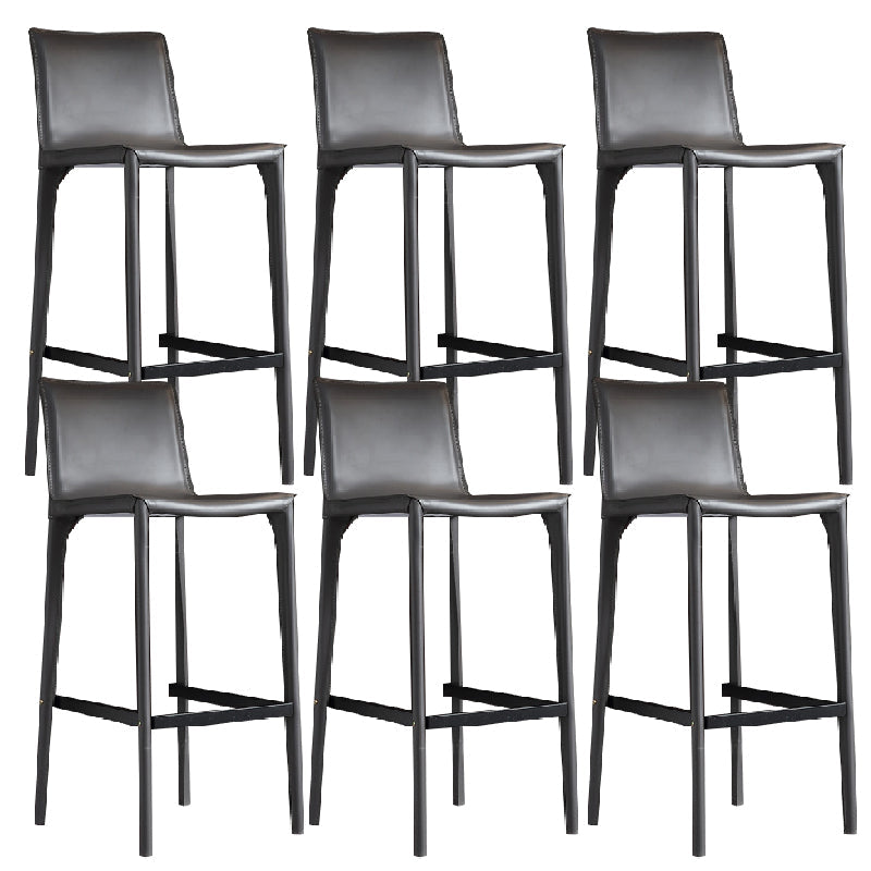 Contemporary Metal Base Bar Stool Armless Low Back Counter Stool Dark Gray 6 Piece Set Clearhalo 'Bar Furniture' 'Bar Stools' 'bar_stools' 'furn' 'furn_bar_stools' 'Furniture' 'Kitchen & Dining Furniture' 6276376