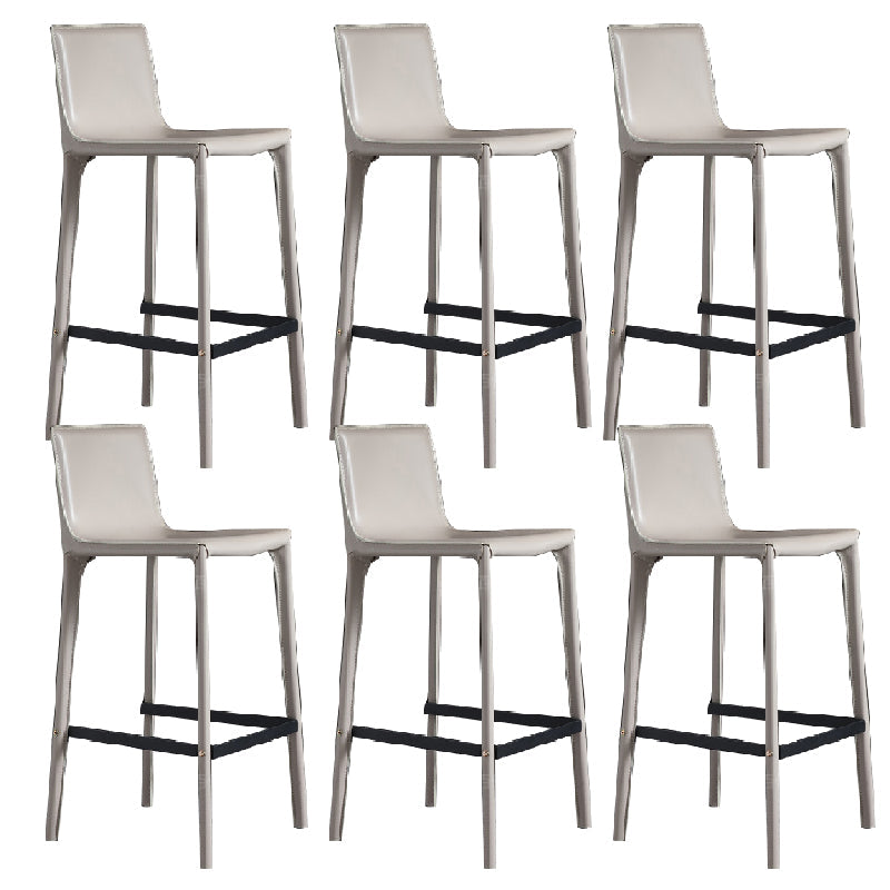 Contemporary Metal Base Bar Stool Armless Low Back Counter Stool Khaki 6 Piece Set Clearhalo 'Bar Furniture' 'Bar Stools' 'bar_stools' 'furn' 'furn_bar_stools' 'Furniture' 'Kitchen & Dining Furniture' 6276377