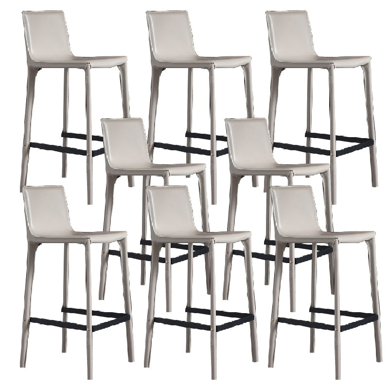 Contemporary Metal Base Bar Stool Armless Low Back Counter Stool Khaki 8 Piece Set Clearhalo 'Bar Furniture' 'Bar Stools' 'bar_stools' 'furn' 'furn_bar_stools' 'Furniture' 'Kitchen & Dining Furniture' 6276378