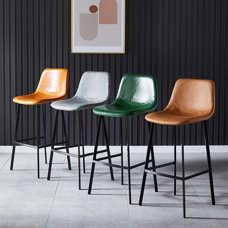 Contemporary Counter Stool Faux Leather Living Room Bar Stool with Metal Legs Clearhalo 'Bar Furniture' 'Bar Stools' 'bar_stools' 'furn' 'furn_bar_stools' 'Furniture' 'Kitchen & Dining Furniture' 6276382