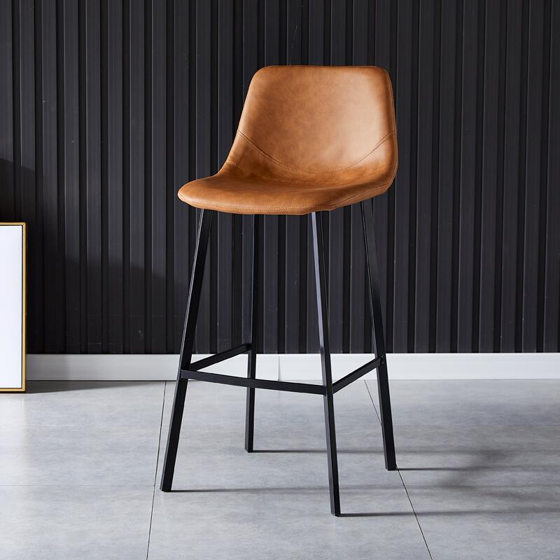 Contemporary Counter Stool Faux Leather Living Room Bar Stool with Metal Legs Brown 1 Piece Bar Stool(30"H) Clearhalo 'Bar Furniture' 'Bar Stools' 'bar_stools' 'furn' 'furn_bar_stools' 'Furniture' 'Kitchen & Dining Furniture' 6276383
