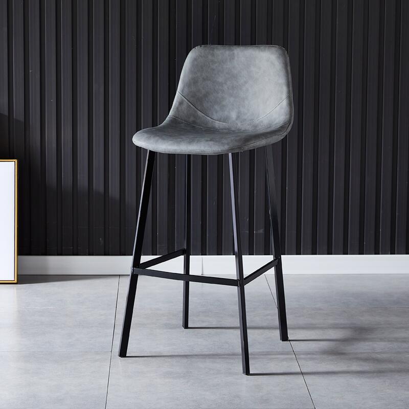 Contemporary Counter Stool Faux Leather Living Room Bar Stool with Metal Legs Grey 1 Piece Bar Stool(30"H) Clearhalo 'Bar Furniture' 'Bar Stools' 'bar_stools' 'furn' 'furn_bar_stools' 'Furniture' 'Kitchen & Dining Furniture' 6276393
