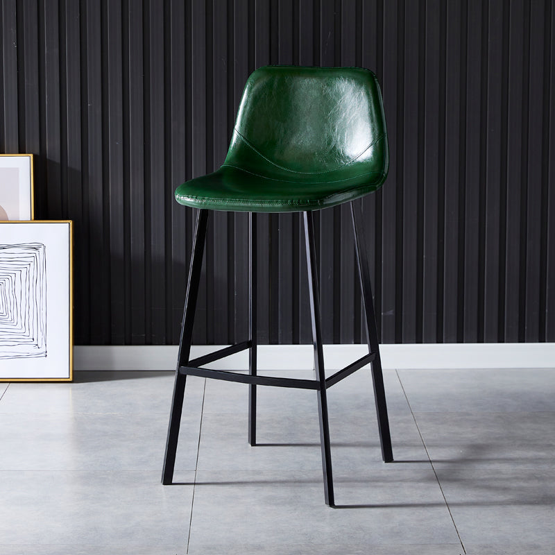 Contemporary Counter Stool Faux Leather Living Room Bar Stool with Metal Legs Blackish Green 1 Piece Bar Stool(30"H) Clearhalo 'Bar Furniture' 'Bar Stools' 'bar_stools' 'furn' 'furn_bar_stools' 'Furniture' 'Kitchen & Dining Furniture' 6276394