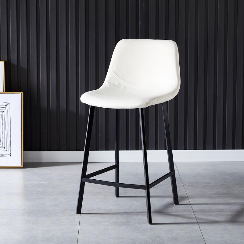 Contemporary Counter Stool Faux Leather Living Room Bar Stool with Metal Legs White 1 Piece Counter Stool(26"H) Clearhalo 'Bar Furniture' 'Bar Stools' 'bar_stools' 'furn' 'furn_bar_stools' 'Furniture' 'Kitchen & Dining Furniture' 6276397